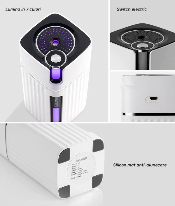 Aparate & Accesorii ingrijire personala Umidificator de aer portabil USB Advantage 300 ml cu ultrasunete si LED ROZ