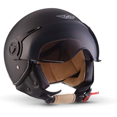 Cască pentru motocicleta Moto Helmets® H44 Jet, pentru scuter, Chopper Retro Cruiser, Vintage Pilot Biker, Vizor ECE, Inchidere cu eliberare rapida, marimea L