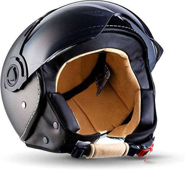 Motocicleta / scooter Casca pentru motocicleta Moto Helmets® H44 Jet, pentru scuter, Chopper Retro Cruiser, Vintage Pilot Biker, Vizor ECE, Inchidere cu eliberare rapida, marime S