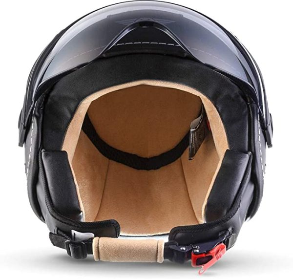 Motocicleta / scooter Casca pentru motocicleta Moto Helmets® H44 Jet, pentru scuter, Chopper Retro Cruiser, Vintage Pilot Biker, Vizor ECE, Inchidere cu eliberare rapida, marime S