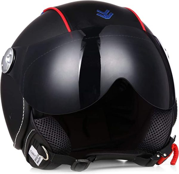 Motocicleta / scooter Casca jet pentru scuter/Chopper/Motocicleta ARMOR Helmets Arrow AV-84 Pure „Pinky” (roz), Moped retro, Certificat ECE, Vizor, Design exclusiv din piele – Clip Click-n-Secure™, marime XXL