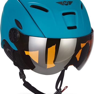 Casca de schi MOTO Helmets K96, Casca de snowboard cu vizor, potrivita pentru barbati si femei, certificat EN 1077, marime M, albastru